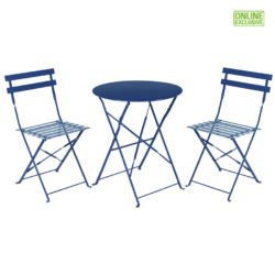 Folding Metal 2-Seater Bistro Set – Blue